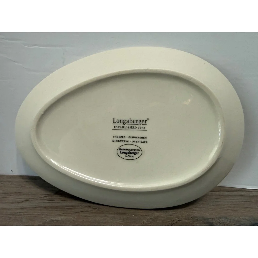 Longaberger Easter Egg Ceramic Platter Yellow Tulip Spring Serving Dish 10 inch